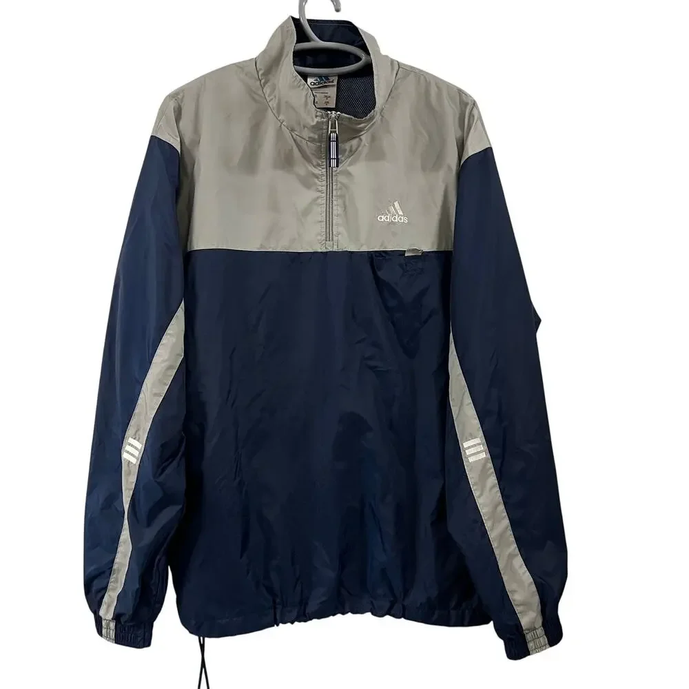 Vintage‎ Adidas 1/4 Zip Windbreaker Pullover JKT Large Mesh Lined Pockets Men's